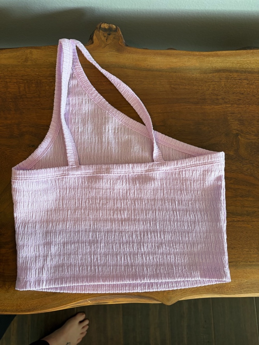 One-Shoulder lavender Ribbed Tank Top - Picture 2 of 4